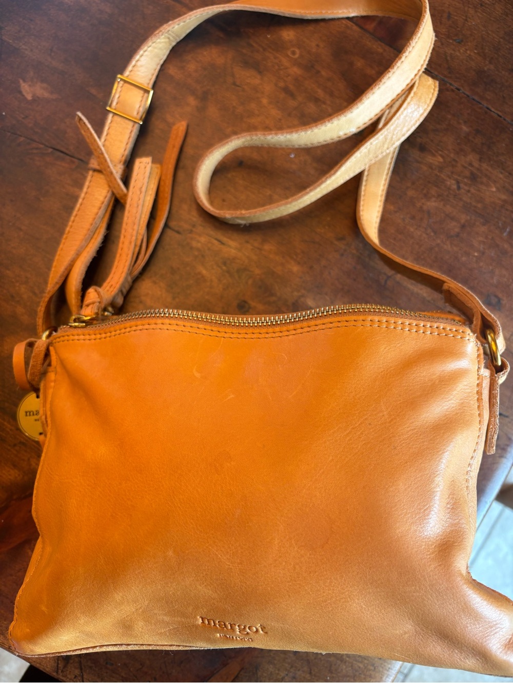 margot Tan Leather Crossbody Bag with Gold Hardware